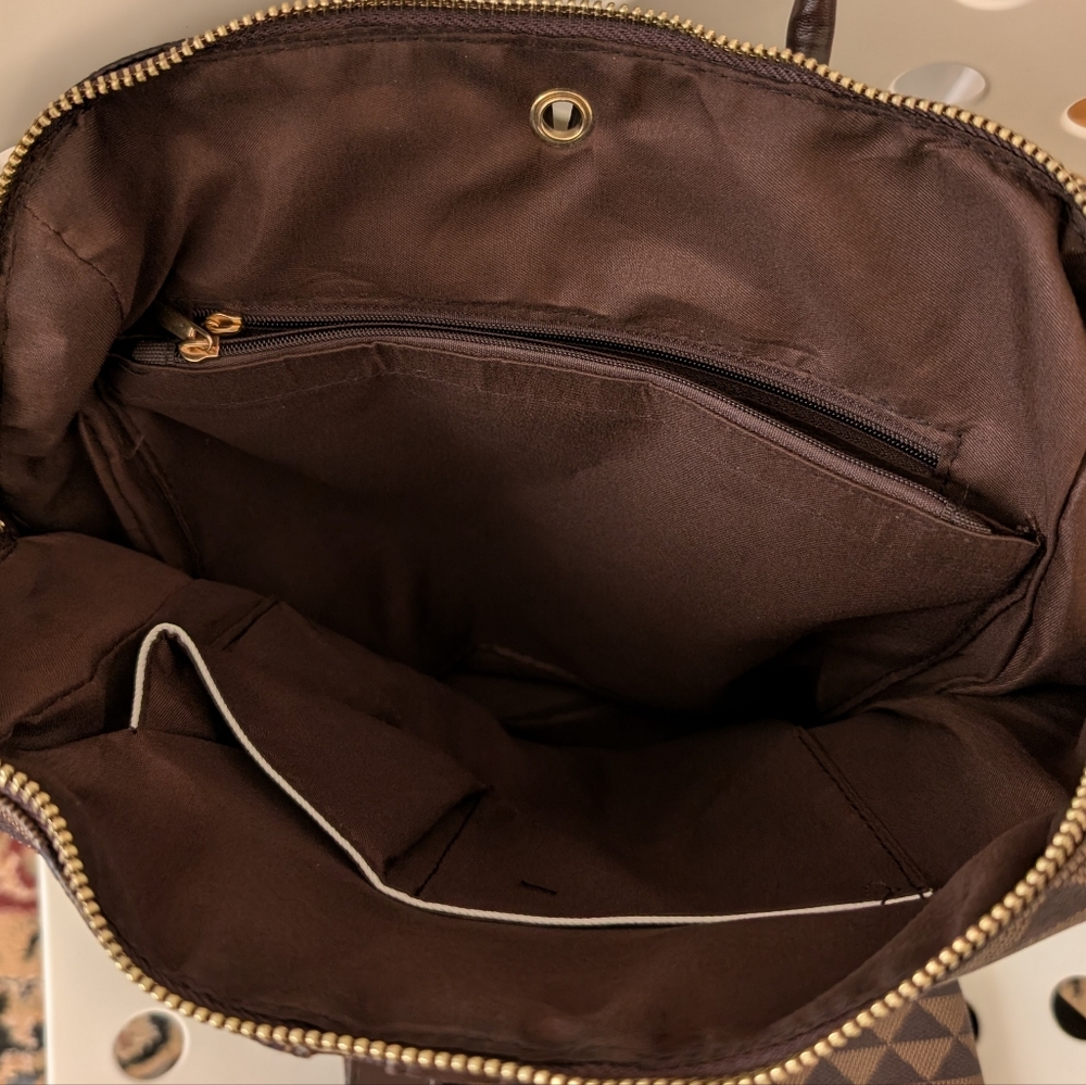 Brown Geometric Pattern Backpack - image 3